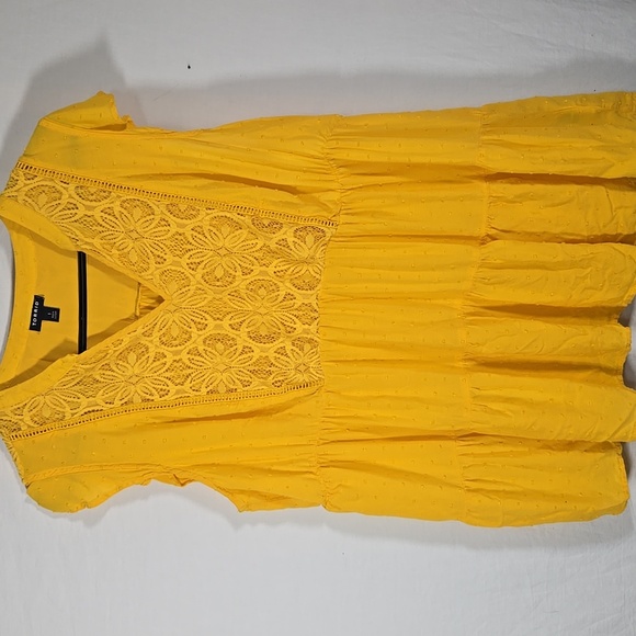 torrid Tops - Torrid Yellow Rayon and Lace Blouse Size 1X